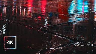 8 Hours of Rain Sound on City StreetㅣNight Rain City Traffic Ambience for Deep Sleepㅣ4K ASMR