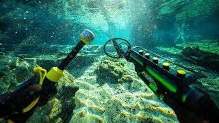 Metal Detecting Underwater for Buried Treasure While Scuba Diving Found Money & Diamonds