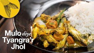 Tyangra Machher Jhol Mulo Diye—Tengra fish curry with winter radish