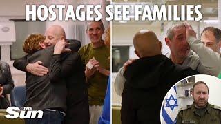 Moment rescued hostages see families after IDF reveal all about daring raid