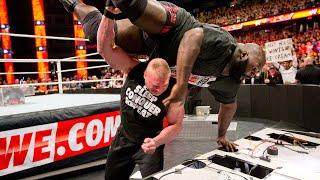 Brock Lesnar goes berserk at the ringside area Raw March 3 2014