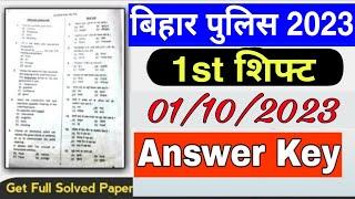 Bihar Police 1 October 1st Shift Answer Key 2023  bihar police 1 october answer key  bihar police