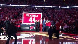 Frank Kaminskys No. 44 jersey rising to the rafters of the Kohl Center