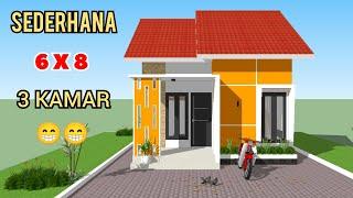 SEDERHANA DESAIN RUMAH MINIMALIS 6X8 METER - 3 KAMAR TIDUR