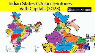 Indian States and Capitals 2023 । Union Territories and their Capitals on India Map