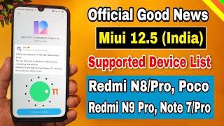 Miui 12.5 & Android 11 Official Release date & Supported devices list  Redmi Note 9 Pro note 8