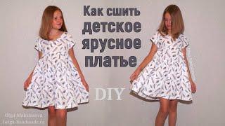 Шью летнее ярусное платье из муслина  Детское платье с V горловиной и оборками #DIY Dress Tutorial