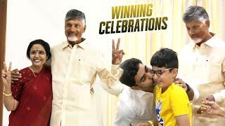 Chandrababu Naidu and Family Celebrating The Grand Victory Of TDP In AP Election 2024  Manastars