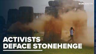 Activists deface painting private jets and Stonehenge