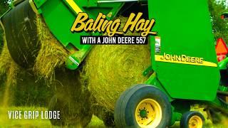 Bailing Hay With A 20 Year Old John Deere 557 - Can We Beat The Rain?