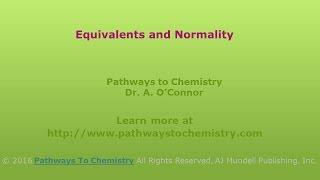 Equivalents of Acid or Base and Normality