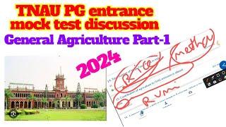 TNAU PG entrance 2024 general agriculture mock test discussion Part 1