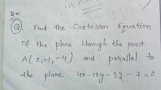 Finding the Cartesian equation of the Plane 