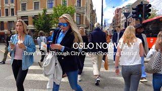 OSLO NORWAY Busy Walk Through City Center-Shopping District  Virtual Walking Tour 4K60ftp