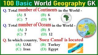 100 GEOGRAPHY GK  World Geography GK  Geography Quiz MCQ Questions  General Knowledge