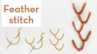 Feather stitch - How to quick video tutorial - hand embroidery stitches for beginners