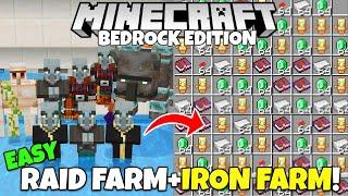 Minecraft Bedrock EASY RAID FARM + IRON FARM Tutorial MCPE Xbox PS5 PC