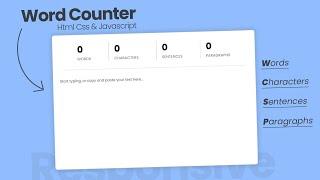 Create a Live Word Counter  Count Words Characters Sentence & Paragraphs - Html CSS & Javascript