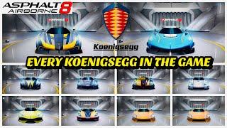 Asphalt 8 KOENIGSEGG SHOWCASE EVERY KOENIGSEGG IN THE GAME