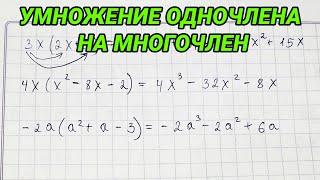 Умножение одночлена на многочлен - 7 класс алгебра. Раскрытие скобок