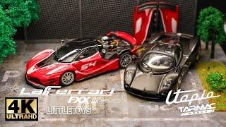 Tarmac Works 164 - Pagani utopia  & LITTLETOYS 164 - Ferrari FXX K Evo l Cinema Shot 4K Die-cast