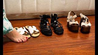 ASMR 🩴 Sandals Haul try on and walk around 3 pairs  No Talk