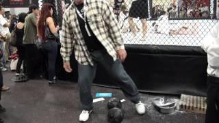 UFC Gym L.A. Grand Opening Norwegian Strong Man Competitor 1 hand lift with 172 lbs