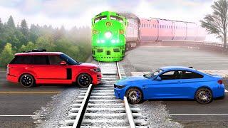 Cars vs Train Tracks ▶️ BeamNG Drive - Long Video SPECIAL