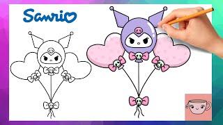 How To Draw Kuromi Balloons  Sanrio  Cute Easy Drawing Tutorial