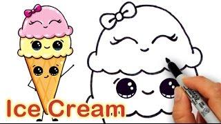 How to Draw Cartoon Ice Cream on a Cone Cute and Easy