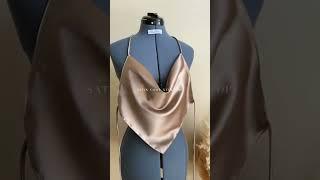 DIY satin cowl neck top- full sewing tutorial on YT page DIY FASHION. How to sew #sewing #diy #sew