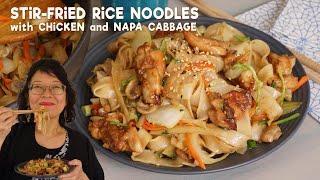 Stir-Fried Rice Noodles with Chicken and Napa Cabbage Quick & Easy recipe