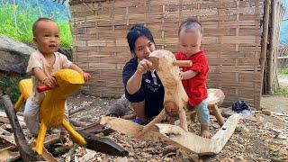 Single mother makes wooden toys for her children. Du Duyên daily life.