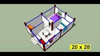 20 x 28 small village house plan II 20 x 28 chota ghar ka naksha II 560 sqft ground floor design