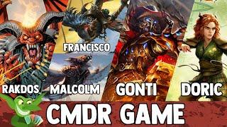 Rakdos the Muscle vs Francisco  Malcolm vs Gonti vs Doric EDH  CMDR game play