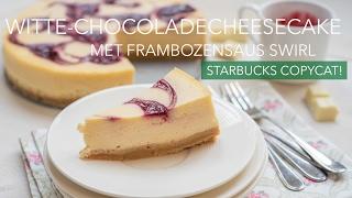 Witte chocoladecheesecake met frambozensaus swirl Starbucks copycat