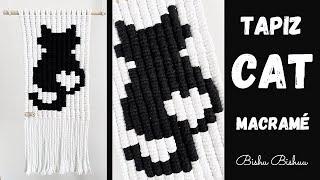 Como hacer Tapiz  ‍⬛ Gato macramé  how to make macrame  ‍⬛ cat tapestry