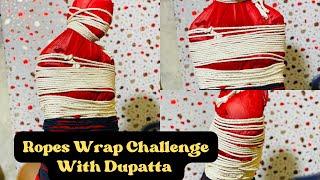 Ropes Wrap Challenge on Dupatta  Escape Challenge  #aqsaadil #viralvideo #gag #awareness