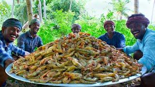 PRAWNS FRY  Crispy Shrimp Fry Recipe Cooking in Village  Tasty Fried Shrimp Seafood Recipe