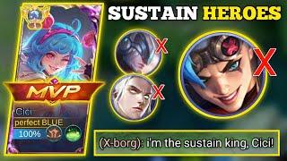 CICI VS. SUSTAIN HEROES Mythic  CICI BEST BUILD AND EMBLEM -MLBB #cici #cicimlbb #cicigameplay