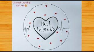 Cute circle drawing ️ Best friends circle drawing ️  easy circle scenery