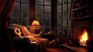 Sleeping Sounds of Rainy Night on a Mountain Retreat with Warm Fireplace & Thunder