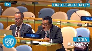  India - First Right of Reply United Nations General Debate 77th Session English  #UNGA