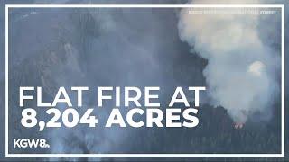 Flat fire wildfire in Southern Oregon grows to over 8200 acres
