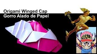 How to Make an Origami Winged Cap or Hat  - Cómo Hacer un Gorro con Alas de Papel