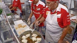 Big Fried Dumplings with Ham and Salami. Gnocco Fritto. Italy Street Food