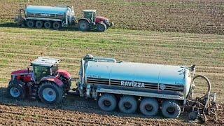 Interramento Liquame XXL  2× MASSEY FERGUSON 8s.265 + Ravizza Cargostar 4s  MANURE INJECTION