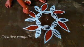 Aadi madham New pookolam designKavirangolidesignEasy flower mugguluAadiveli kolamCreativeRangoli