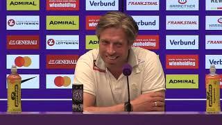 Austria Wien-Sportvorstand Werner & -Trainer Wimmer nach dem Sieg im EC-Play-off gegen Lustenau