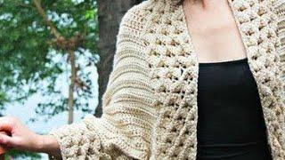 كارديجان كروشيه الأكثر طلبا بغرزة قشور السمك سهل جدا للمبتدئات  How to Crochet a Simple Cardigan